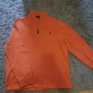 Orange quarter zip polo ralph lauren sweater